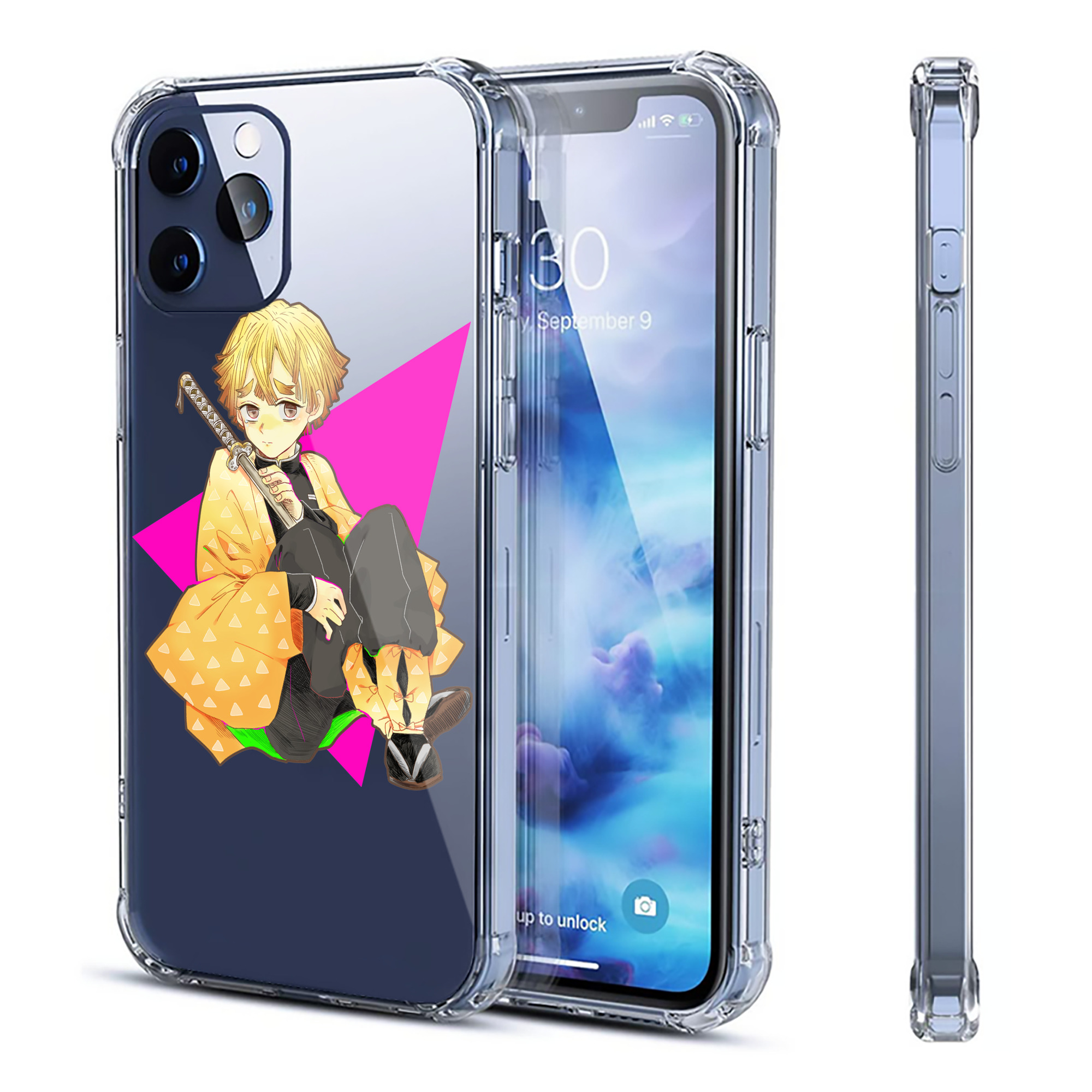 （画像用） 鬼滅の刃（きめつのやいば）我妻 善逸／あがつま ぜんいつ Agatsuma Zenitsu 【iPhone 12シリーズ対応】透明スマホケース（クリアソフトケース）